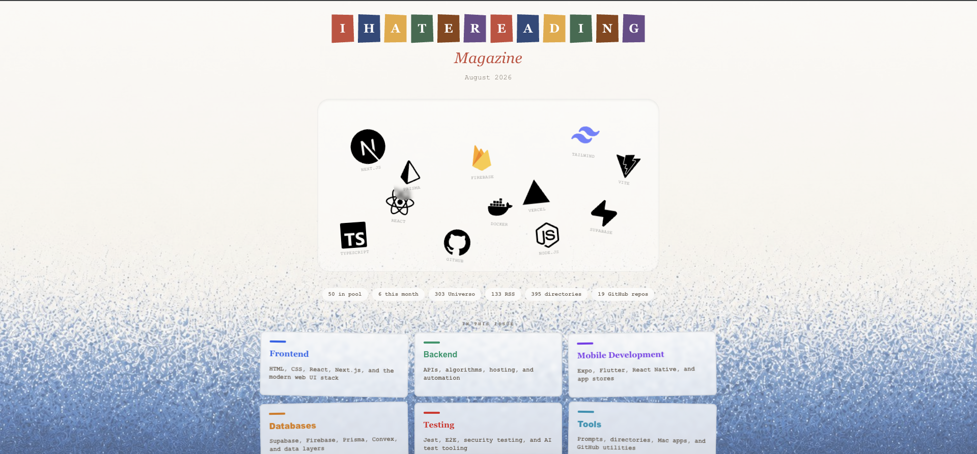 iHateReading Magazine — monthly developer digest